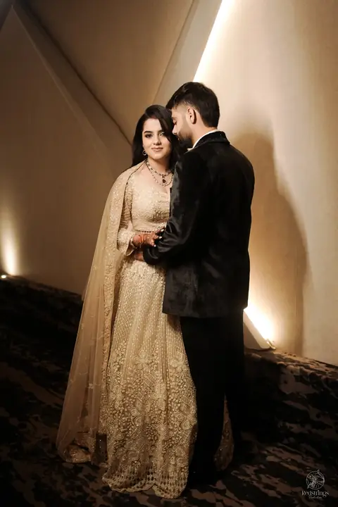 The couple dressed for the reception